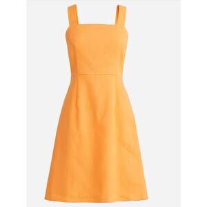 J. CREW Squareneck A-line dress in stretch linen blend Orange Dress // 14 BI707